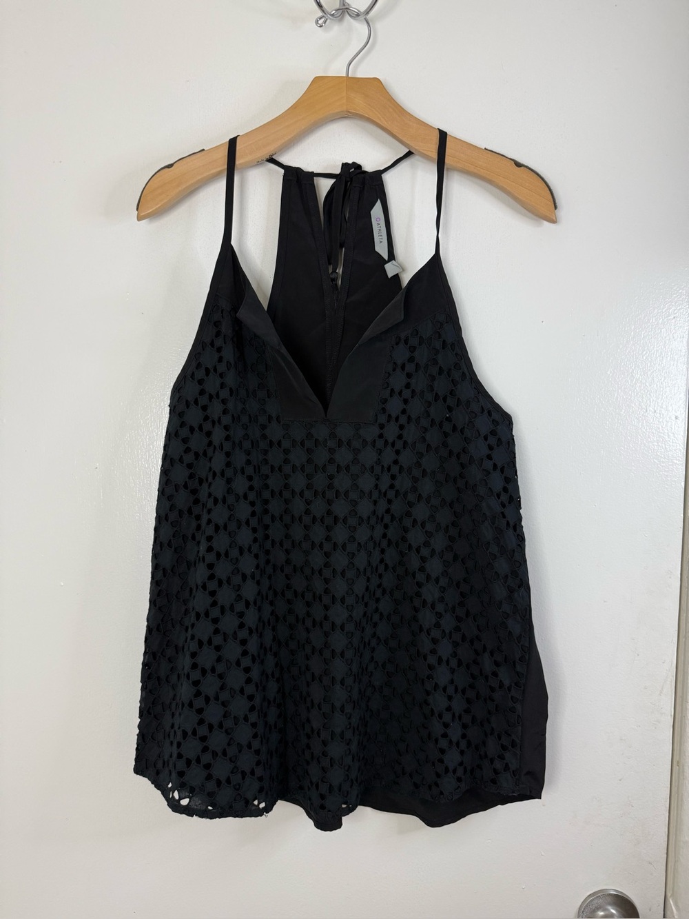 Athleta, black spaghetti strap halter  style sleeveless blouse M